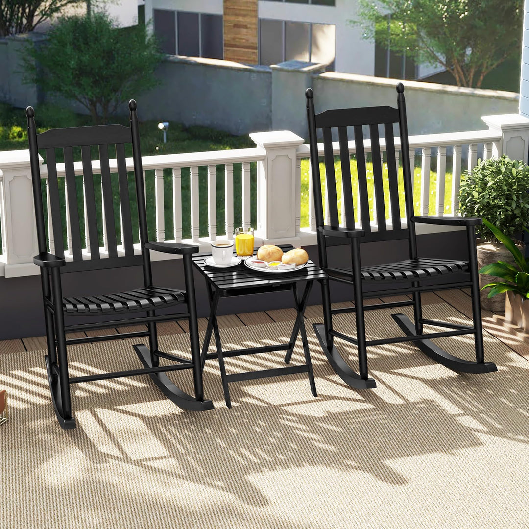 Giantex Outdoor Rocking Chair Set, All Weather Patio Rocker w/Solid Rocking Base &amp; High-Back
