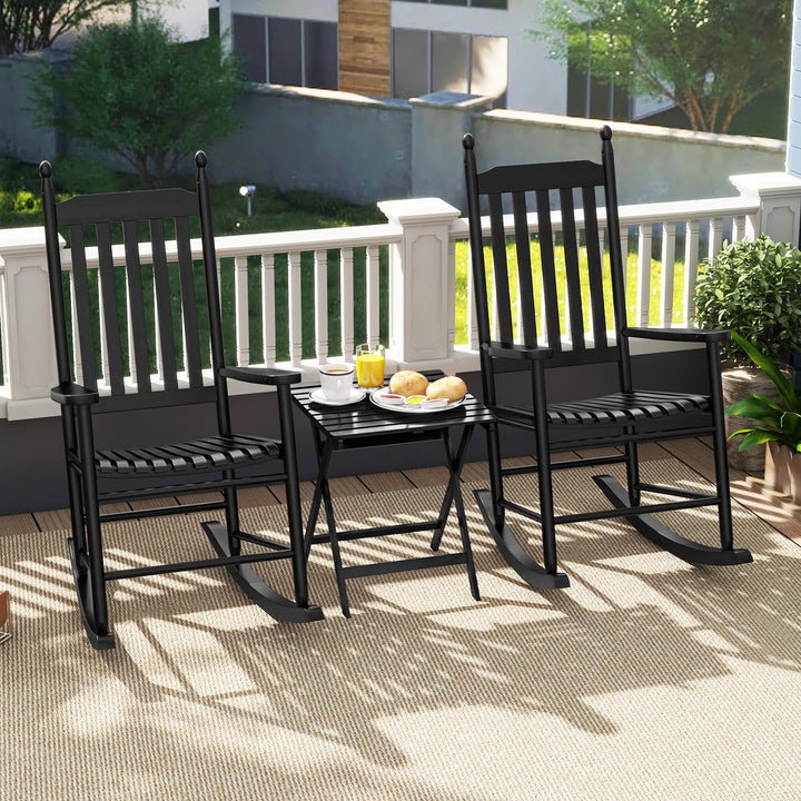 Giantex Outdoor Rocking Chair Set, All Weather Patio Rocker w/Solid Rocking Base &amp; High-Back
