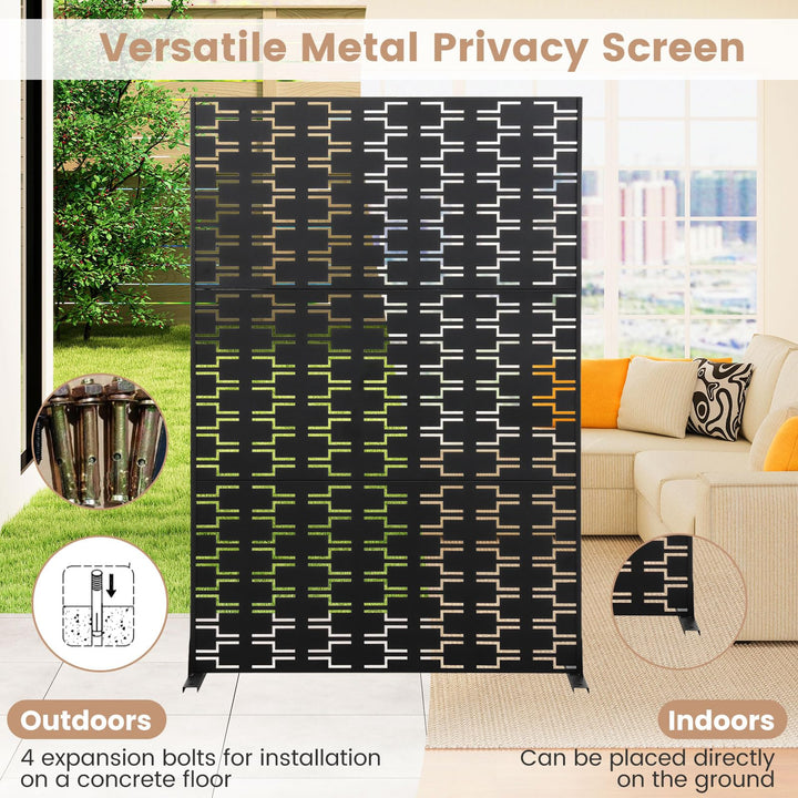 Giantex Metal Privacy Screen 72 x 48 Inch Freestanding Fence Panel Indoor Outdoor