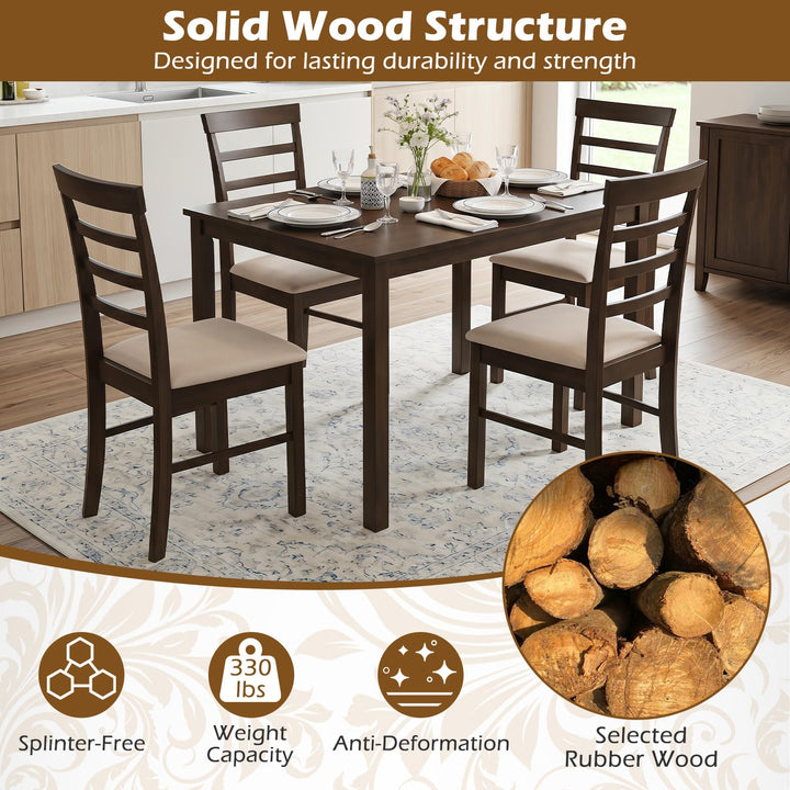 Giantex Upholstered Fabric Kitchen Chairs with Rubber Wood Frame