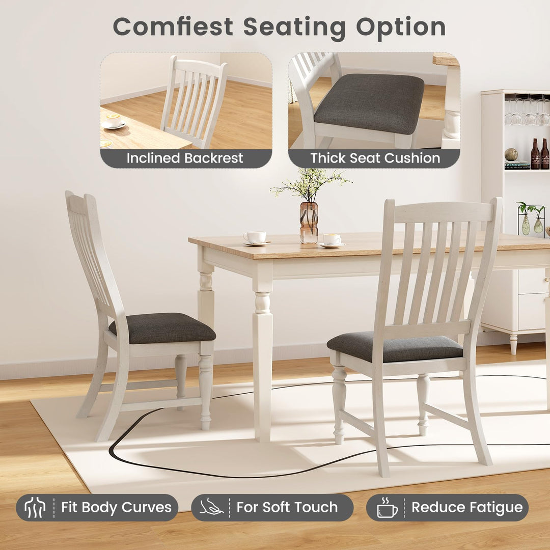 Giantex Wood Dining Chairs Set of 2/4 Farmhouse Kitchen Chairs with Solid Wood Frame, Max Load 355 Lbs