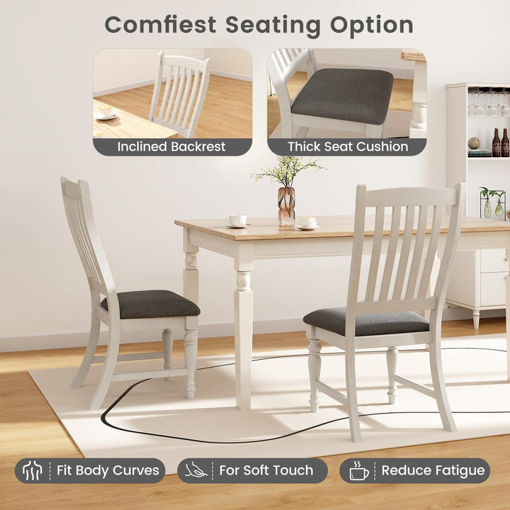 Giantex Wood Dining Chairs Set of 2/4 Farmhouse Kitchen Chairs with Solid Wood Frame, Max Load 355 Lbs