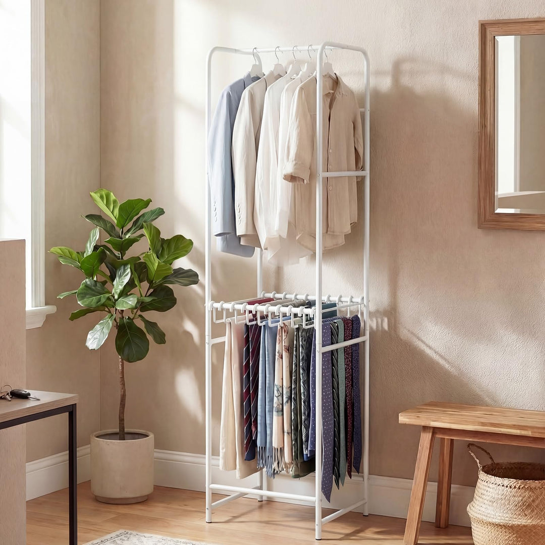 Giantex Heavy-Duty White Garment Rack with 6 Hanging Rods &amp; 10 Pants Hangers