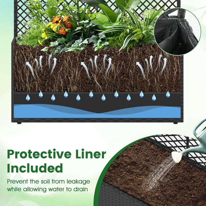 Giantex 49 inch Tall PE Rattan Raised Garden Bed with Trellis