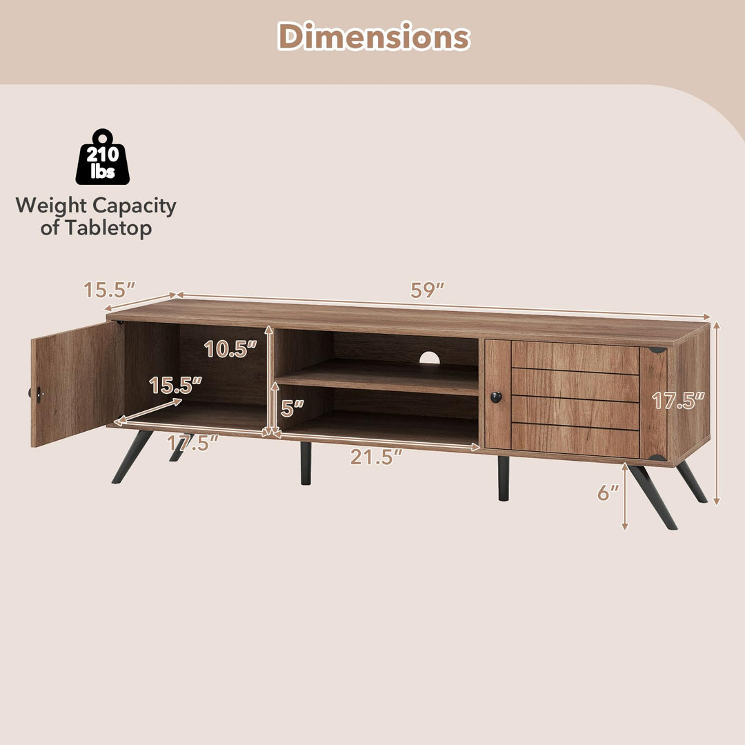 Giantex 2-Door TV Stand for TVs up to 65 Inch with Open Shelves