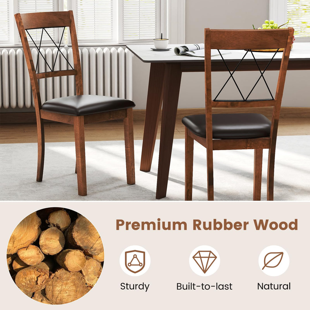 Giantex Wooden Armless Kitchen Chairs Set of 2/4 w/Elegant Hollowed Backrest