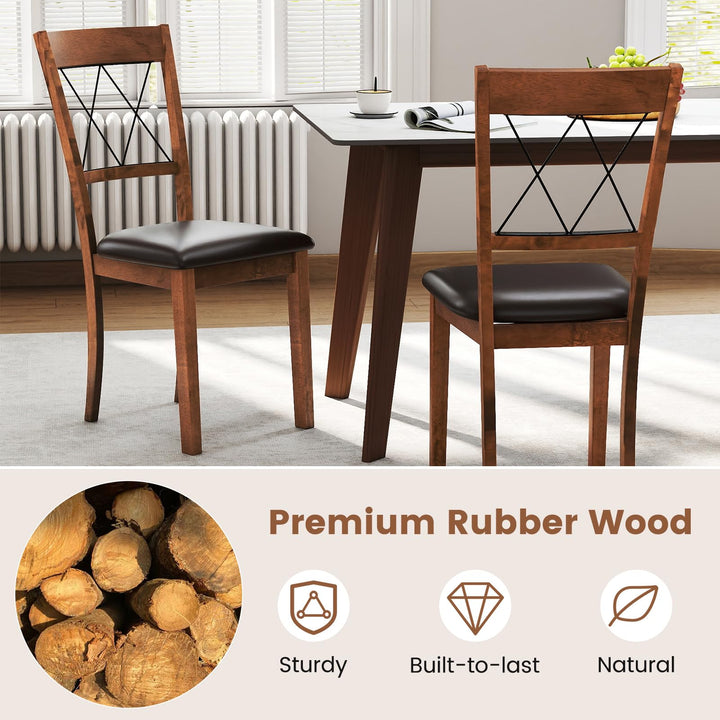 Giantex Wooden Armless Kitchen Chairs Set of 2/4 w/Elegant Hollowed Backrest