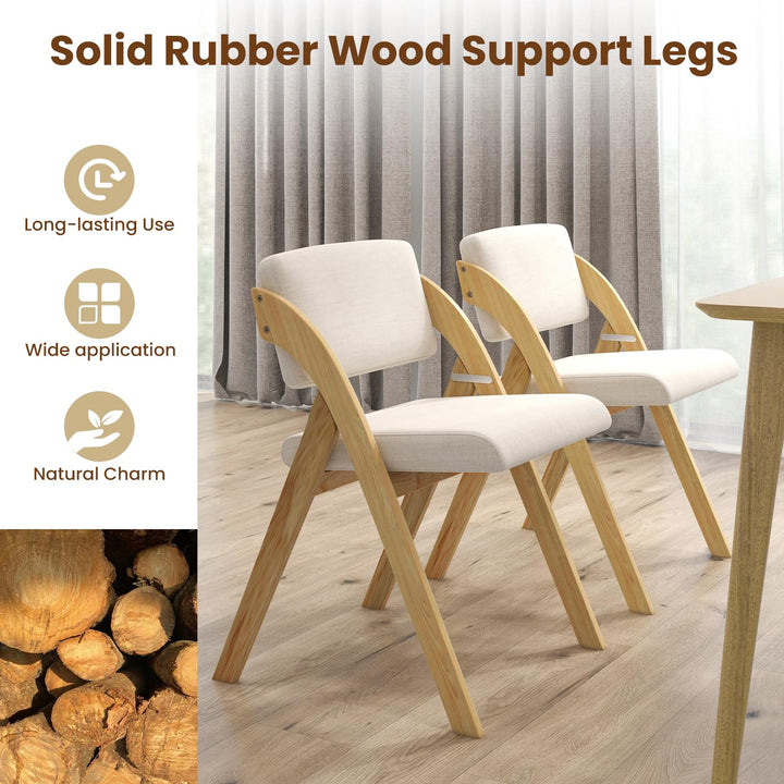 Giantex Set of 2 Folding Kitchen Dining Chairs with Rubber Wood Legs