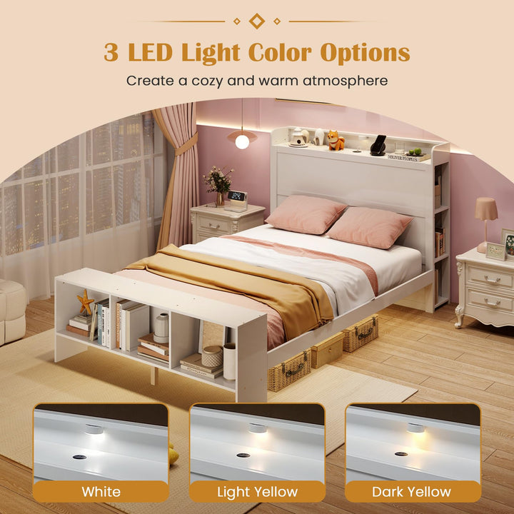 Giantex Full/Twin Size Bed Frame with Storage Headboard &amp; Footboard