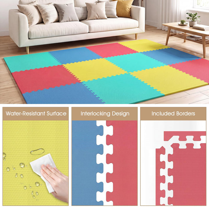 Giantex 12 PCS/ 24 PCS Interlocking Exercise Mat with Borders