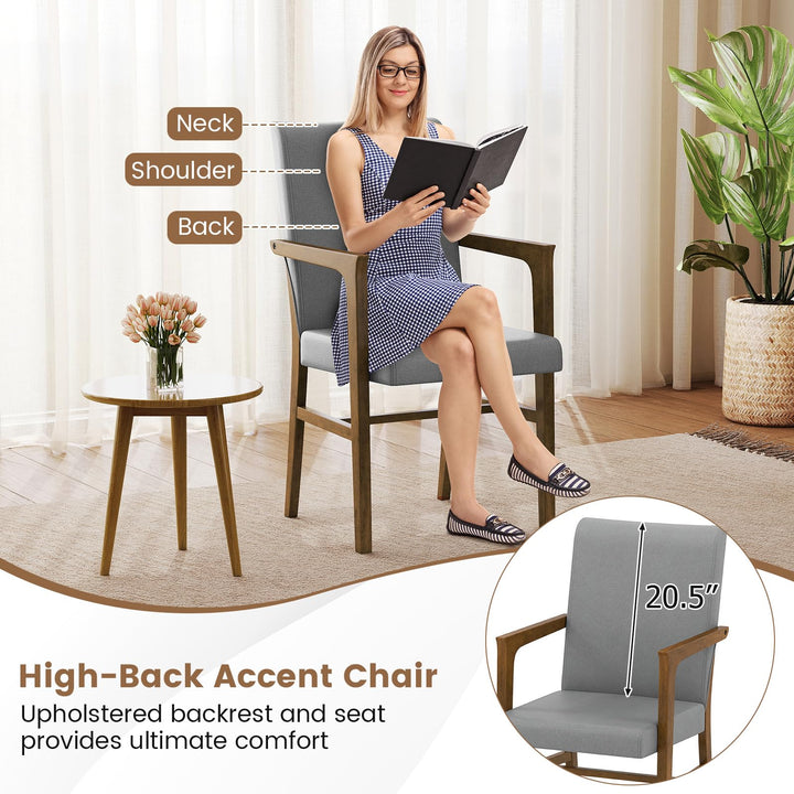 Giantex Mid Century Modern Dining Chairs Set of 2/4 with High Back, Solid Wooden Frame &amp; Soft Cushion