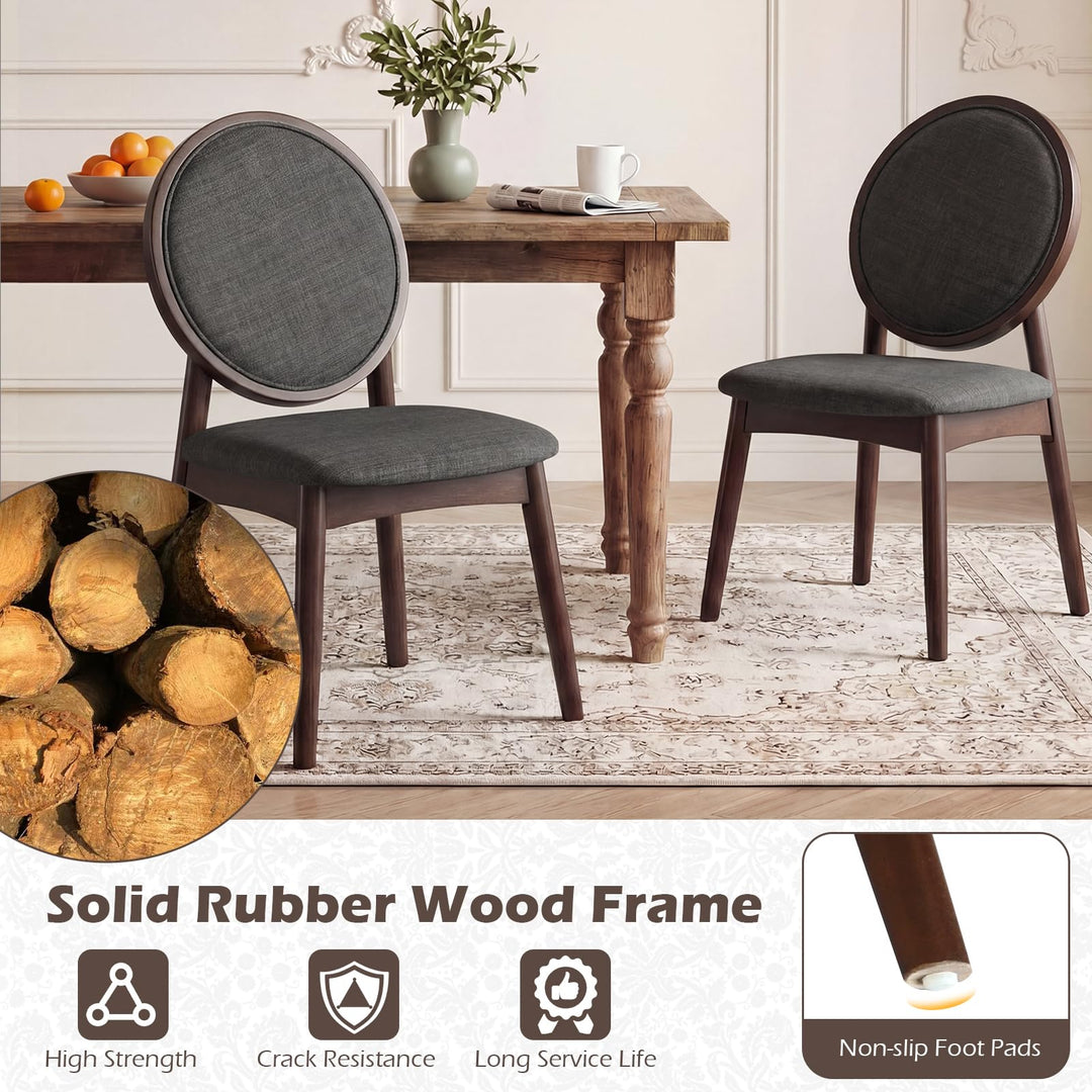 Giantex Set of 2/4 Upholstered Linen Fabric Kitchen Side Chairs with Padded Seat