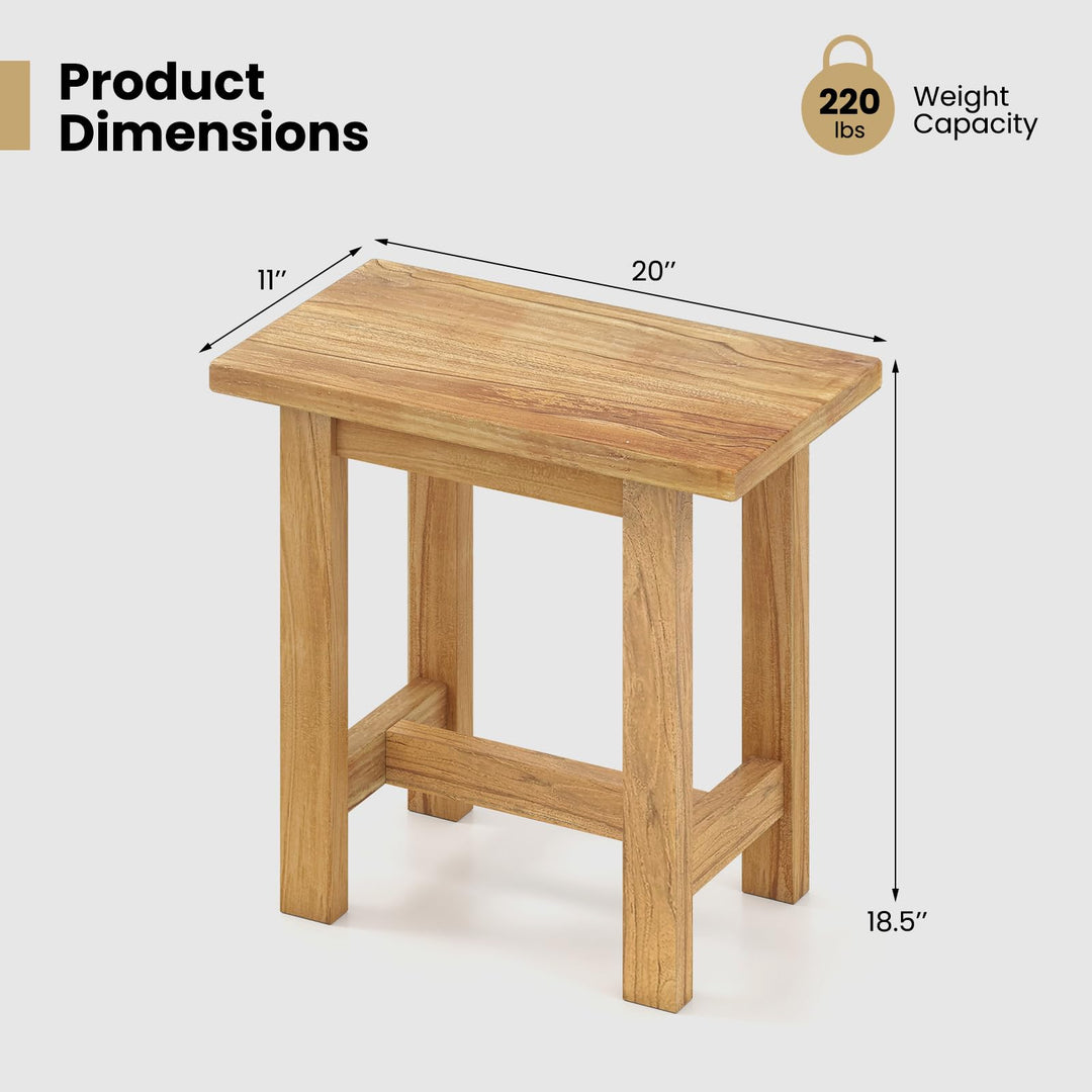 Giantex Teak Shower Bench Stool with Waterproof Spa Bath Seat for Seniors 20&