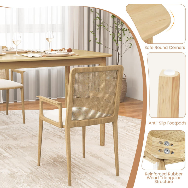 Giantex 48" L Rectangular Wooden Dining Table, Solid Rubber Wood Kitchen Table (Natural)