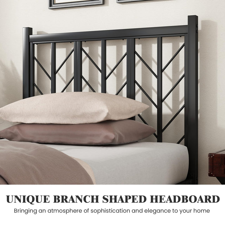 Giantex Queen/Full/Twin Size Bed Frames with Vintage Headboard, Metal Mattress Foundation for Storage