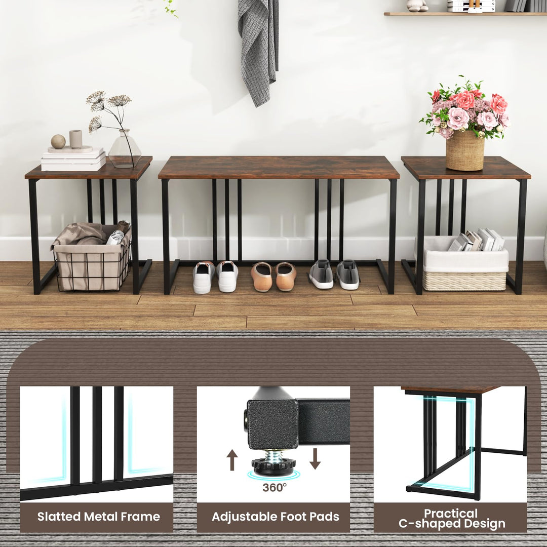 Giantex Dining Table Set for 4 Industrial Kitchen Table 2 Chairs Stool &amp; Bench