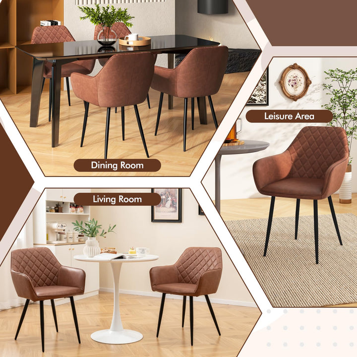 Giantex Mid Century Modern Dining Chairs Set of 2/4, Upholstered Accent Chairs w/Curved Backrest, Wide Seat &amp; Armrests