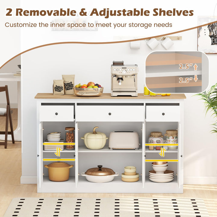 Giantex 55" Large Buffet Sideboard with 3 Drawers &amp; 2 See-Through Doors