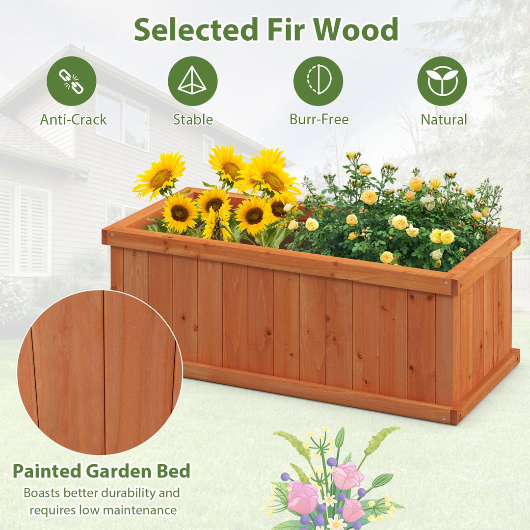 Giantex Raised Garden Bed | 31”x14”x12” Wooden Planter Box with 4 Drainage Holes (1/2)