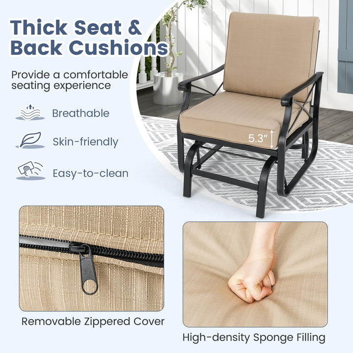 Giantex Patio Rocking Chai with Thick Removable Seat and Back Cushions