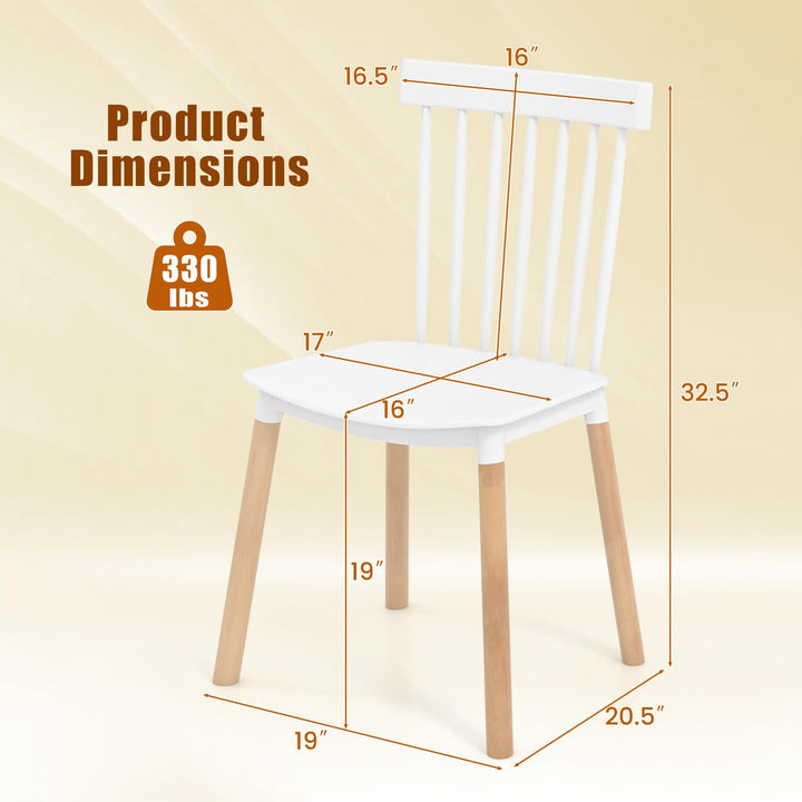 Giantex Set of 4 Windsor Dining Chairs White, Modern Kitchen Chairs w/Spindle Backs &amp; Curved Seats