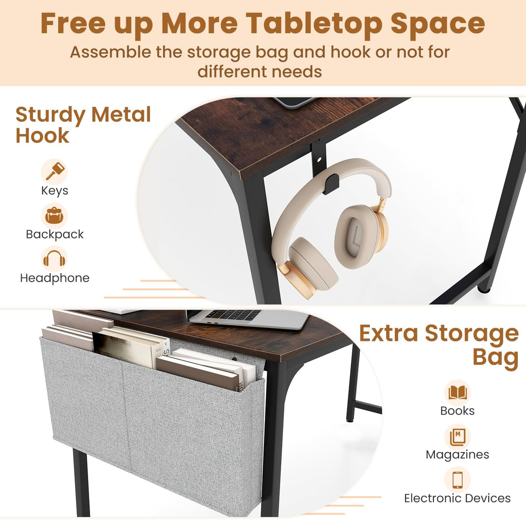 Giantex 30 FT Conference Table with Charging Station, 60" x 24" Rectangular Large Meeting Room Desk with Storage Bag &amp; Hook