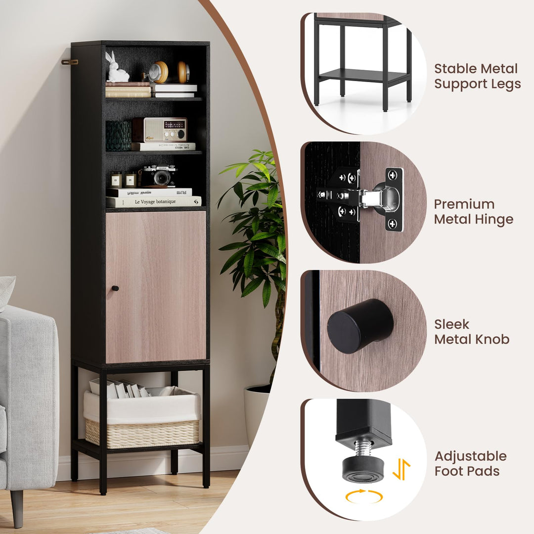 Giantex 57” Tall Bathroom Storage Cabinet, Bathroom Floor Cabinet with Door, Adjustable Shelves &amp; Foot Pads
