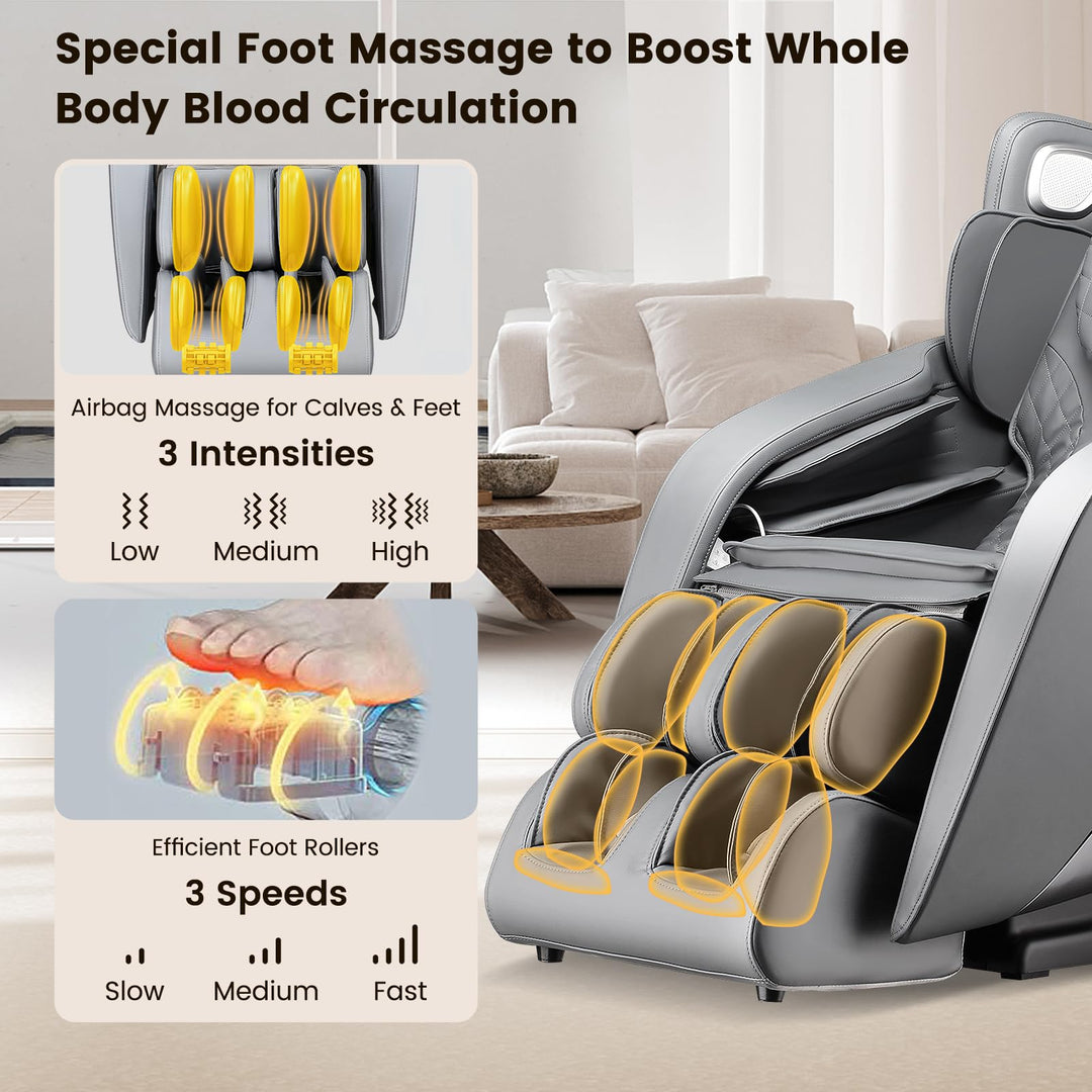 Giantex Comfort Full Body Massage Chair with SL Track Airbags Heating-Gray