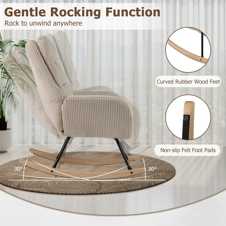 Giantex Upholstered Rocking Chair Nursery Glider Rocker with Padded Backrest and Seat