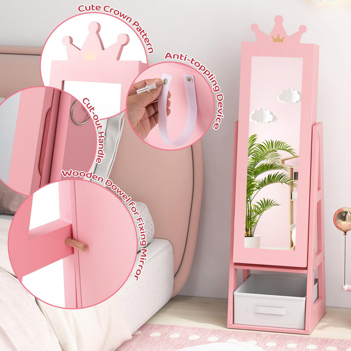 CHARMAID Kids Mirror Jewelry Cabinet - 45.5&