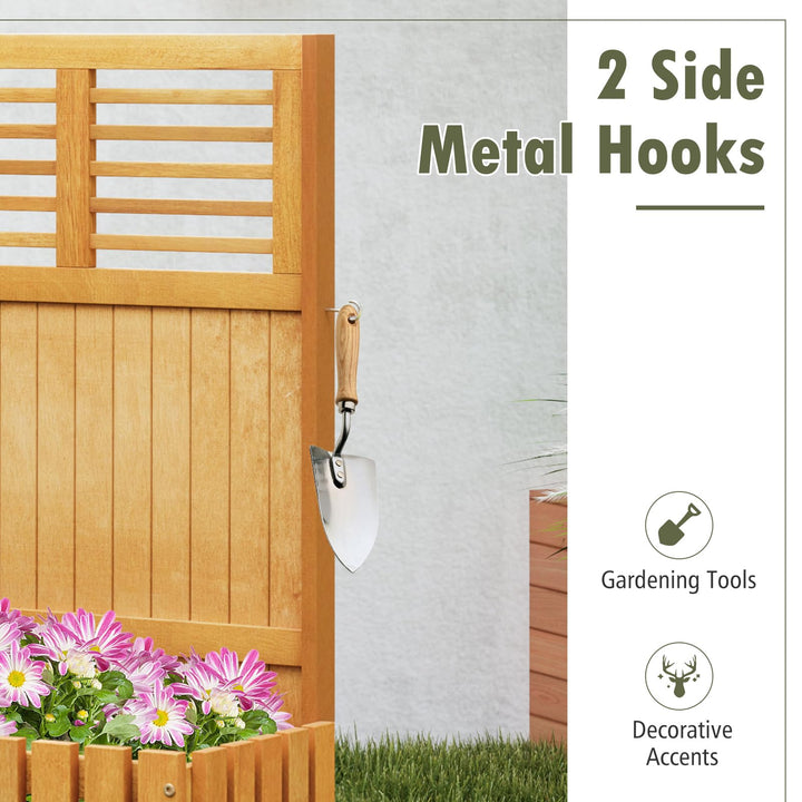 Giantex Set of 1/2 Raised Garden Bed with Trellis, 41” Wooden Potted Plant Box w/Privacy Screen