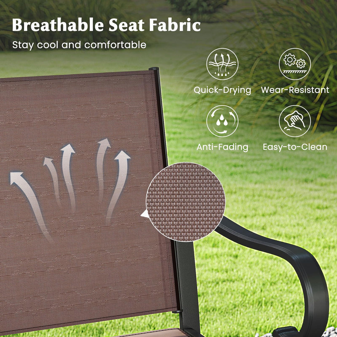 Giantex Counter Height Tall Patio Chairs with Breathable Mesh Fabric &amp; Metal Frame