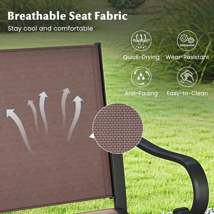 Giantex Counter Height Tall Patio Chairs with Breathable Mesh Fabric &amp; Metal Frame