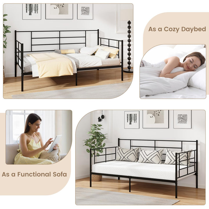 Giantex Metal Twin Daybed, Twin Size Platform Bed with High Headboard &amp; Extra Support Leg