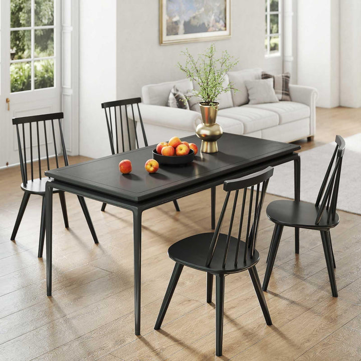 Giantex Windsor Dining Chairs Set of 2/4 Farmhouse Wooden Black Kitchen Chairs