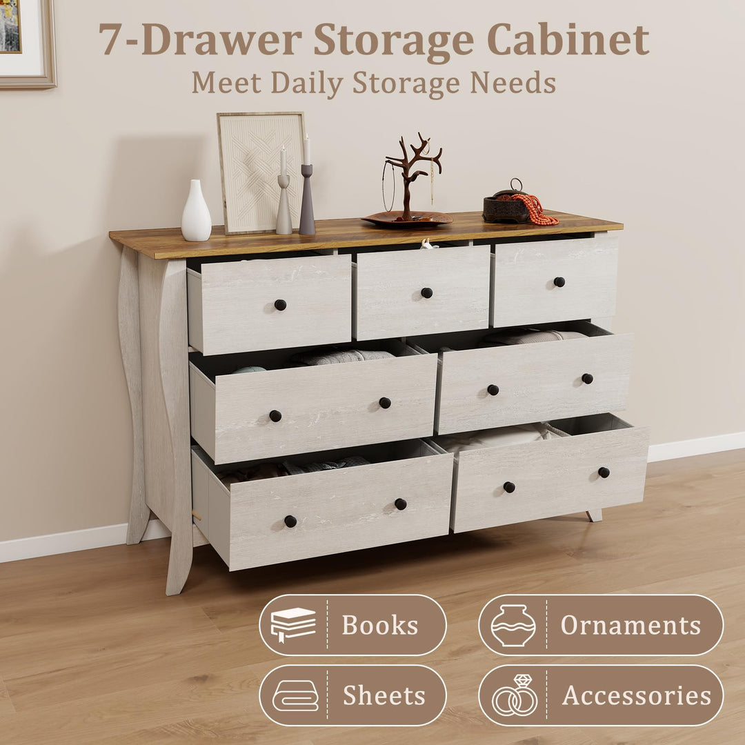 Giantex Storage Cabinet with Foldable &amp; Detachable Fabric Drawers, Anti-Tipping Kit, 47” x 15” x 30.5” Farmhouse Floor Cabinet