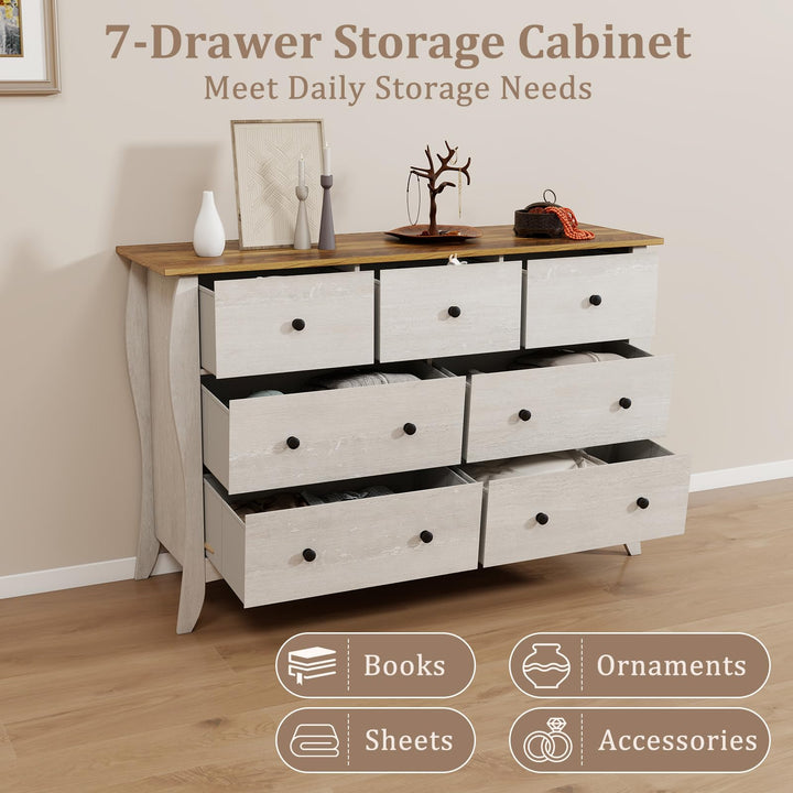 Giantex Storage Cabinet with Foldable &amp; Detachable Fabric Drawers, Anti-Tipping Kit, 47” x 15” x 30.5” Farmhouse Floor Cabinet
