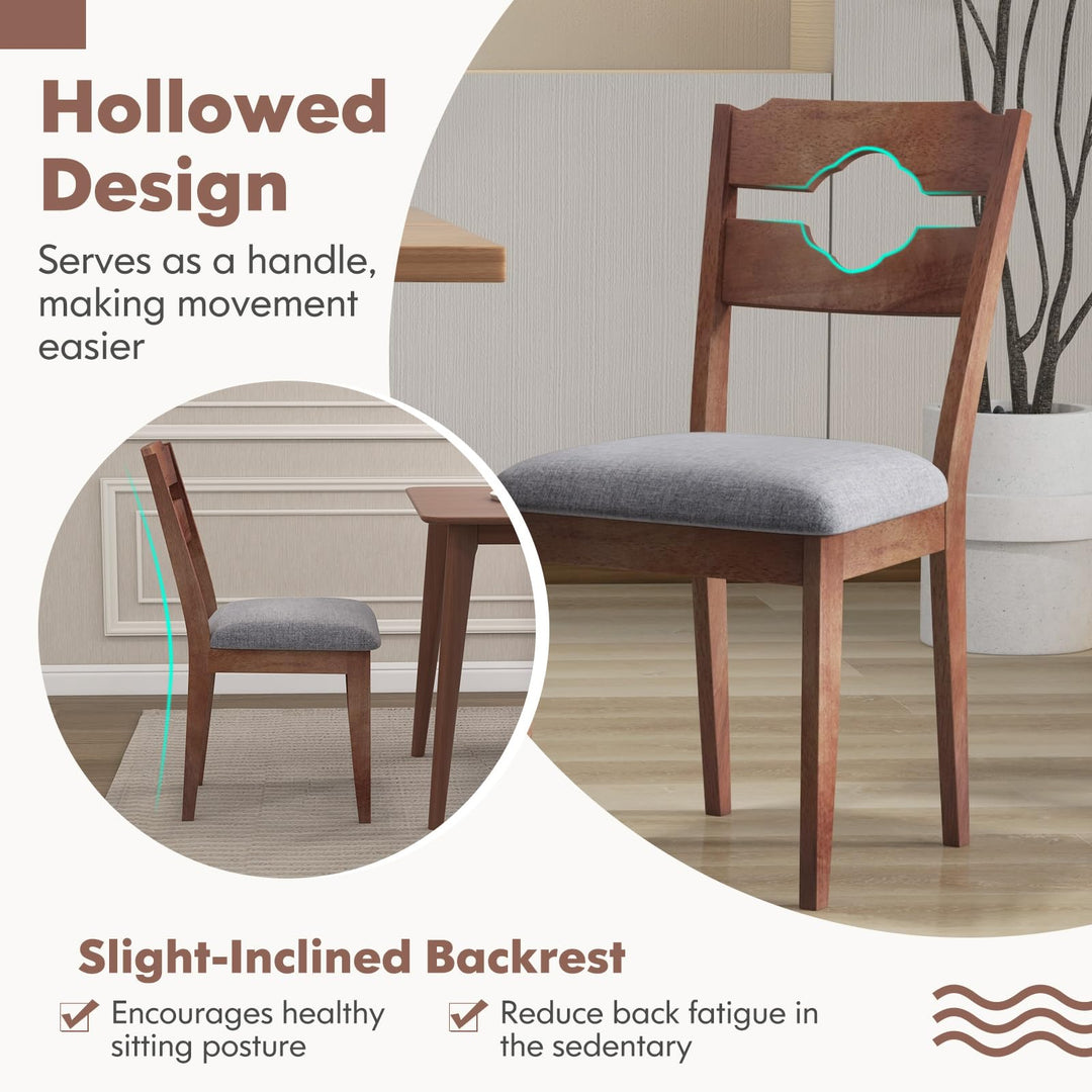 Giantex Wooden Dining Chairs Set of 2/4, Rubber Wood Dinner Chair w/Hollowed Backrest &amp; Padded Seat