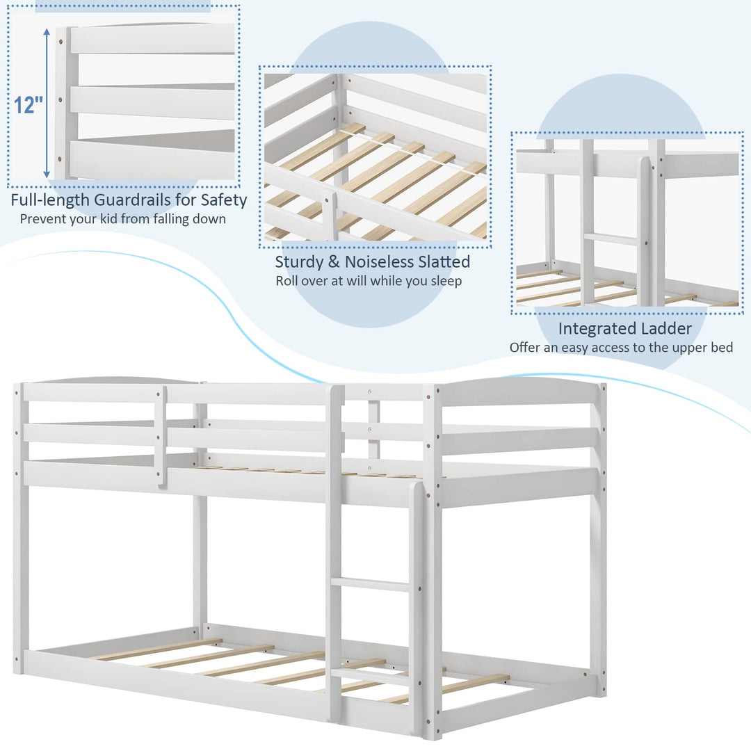 Giantex Solid Wood Twin Over Twin Bunk Bed Frame