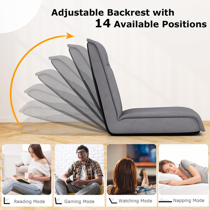 Giantex Floor Chair, Lazy Sofa with 14-Poistion Adjustable Backrest &amp; 5-Position Adjustable Headrest, Padded Sleeper Bed