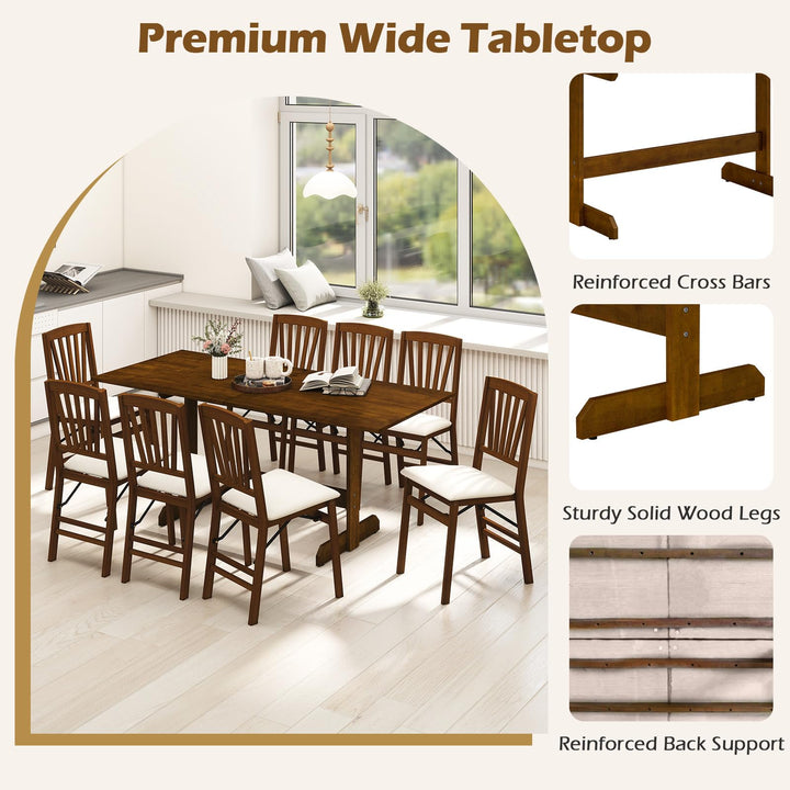 Giantex 71" Dining Table with H-shaped Rubber Wood Leg and Wood Grain Tabletop