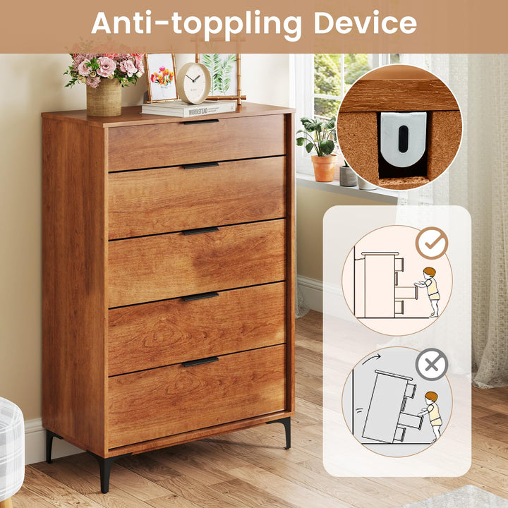 Giantex Wooden Storage Cabinet with Anti-Tip Kit &amp; Sturdy Metal Legs