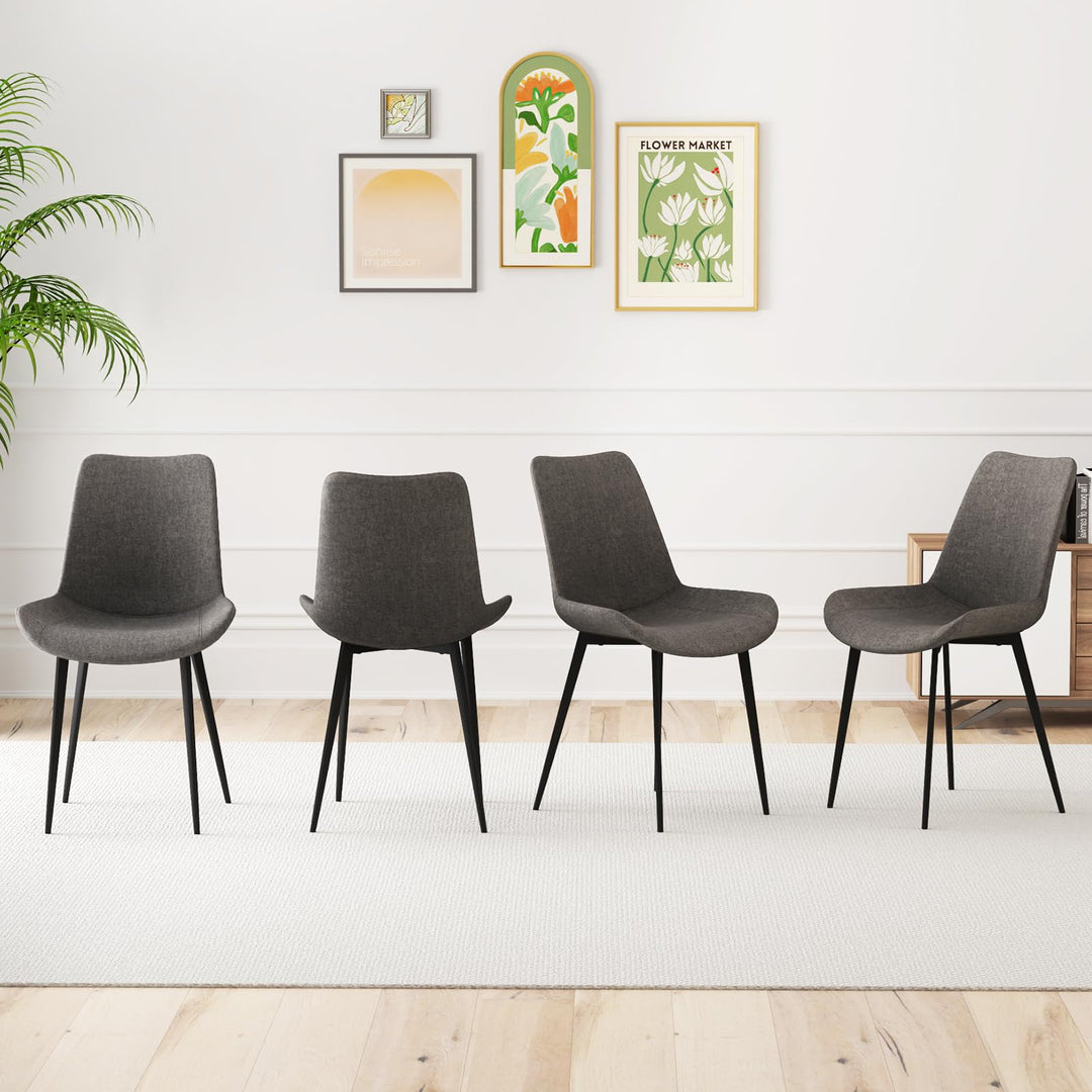 Giantex Dining Chair Set of 4 Upholstered Kitchen Side Chairs w/Metal Legs Padded Seats &amp; Backs