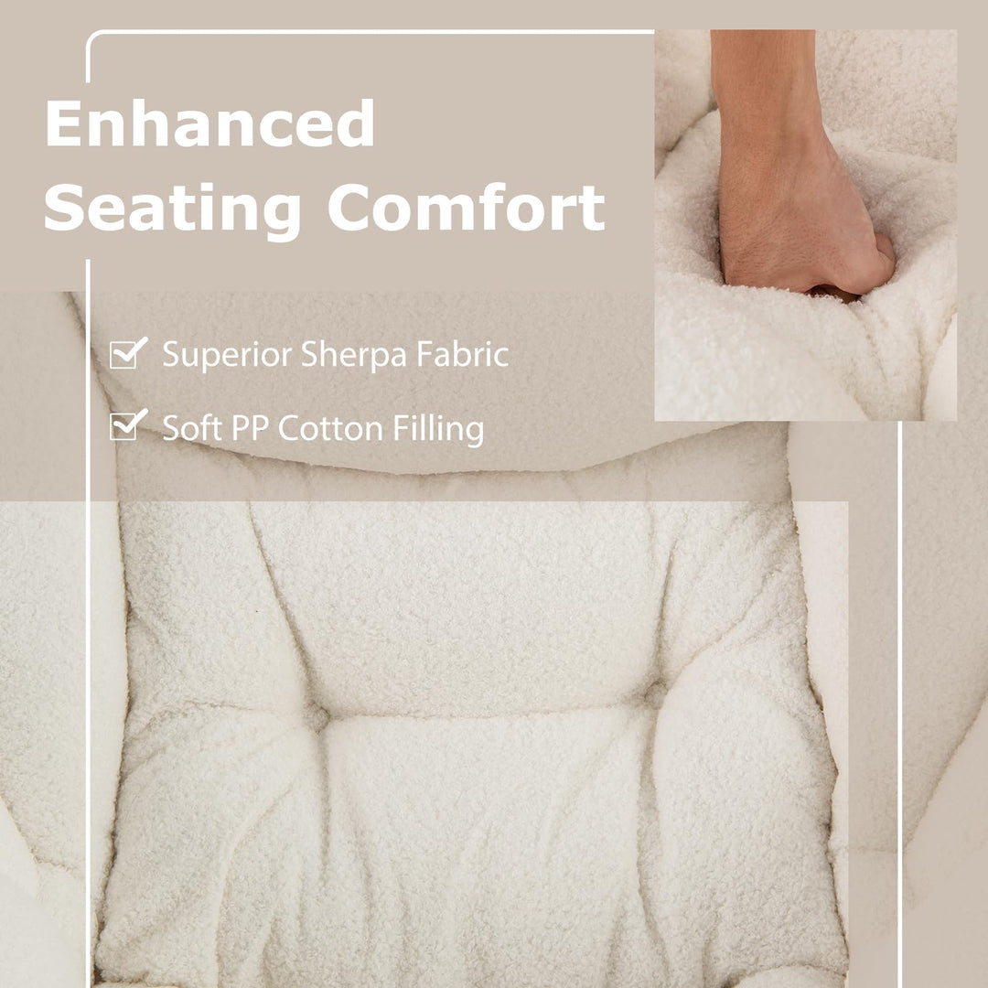 Giantex Set of 1/2 Lazy Chair with Folding Ottoman, Modern Sherpa Accent Chair w/Armrests &amp; Pocket