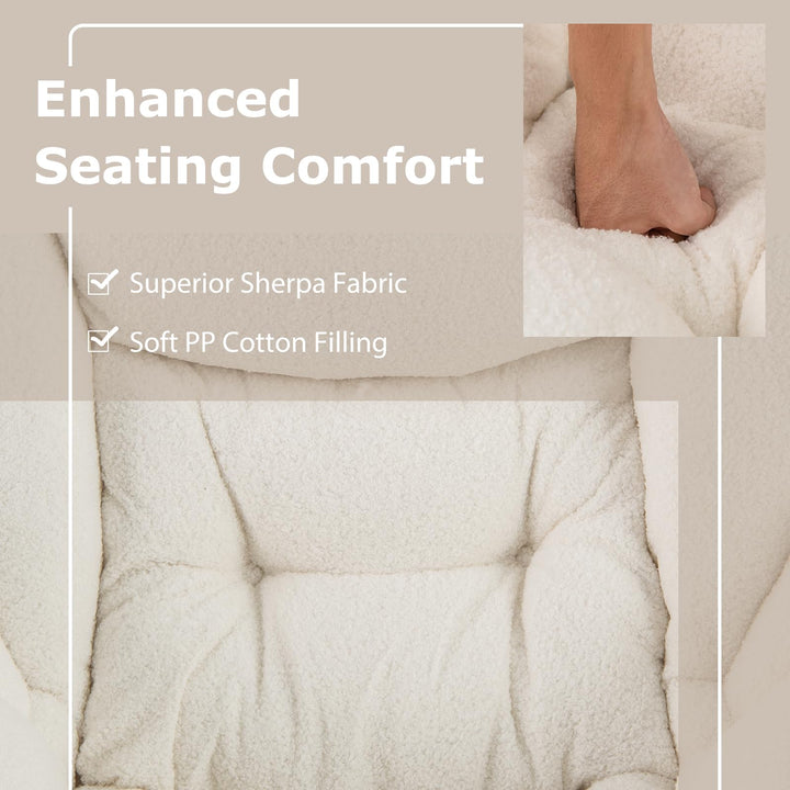 Giantex Set of 1/2 Lazy Chair with Folding Ottoman, Modern Sherpa Accent Chair w/Armrests &amp; Pocket