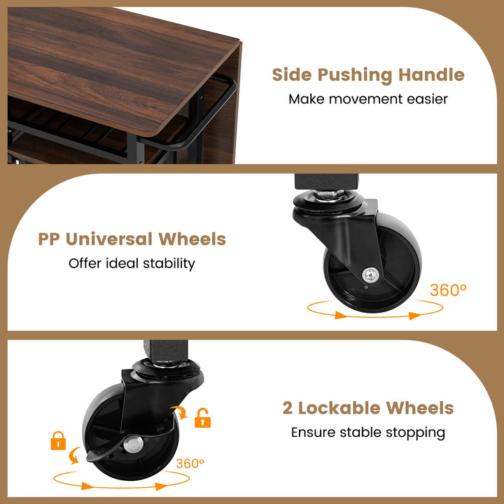 3 Piece Dining Table Set with 6-Bottle Wine Rack
