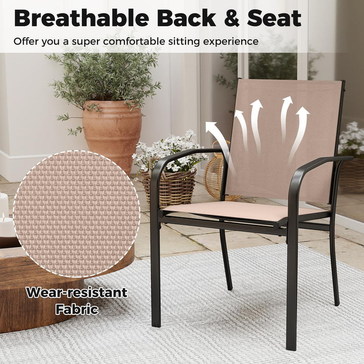 Giantex Stackable Patio Chairs with Breathable Backrest &amp; Wide Seat