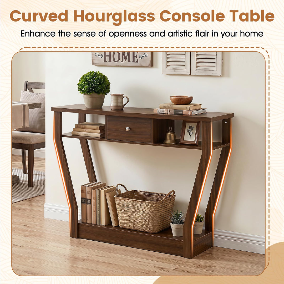 GIANTEX 43" Modern Console Table with Drawer &amp; Storage Shelf