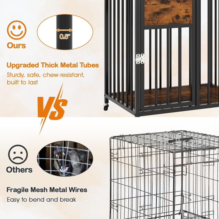 Giantex Dog Crate Furniture with Lockable Door &amp; Wheels