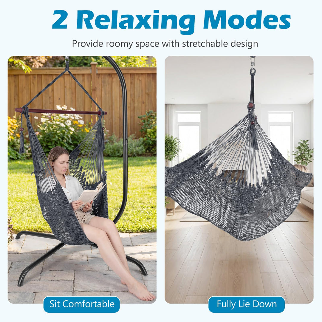 Giantex Caribbean Hammock Chair | Large Hanging Chair with Metal Spreader Bar